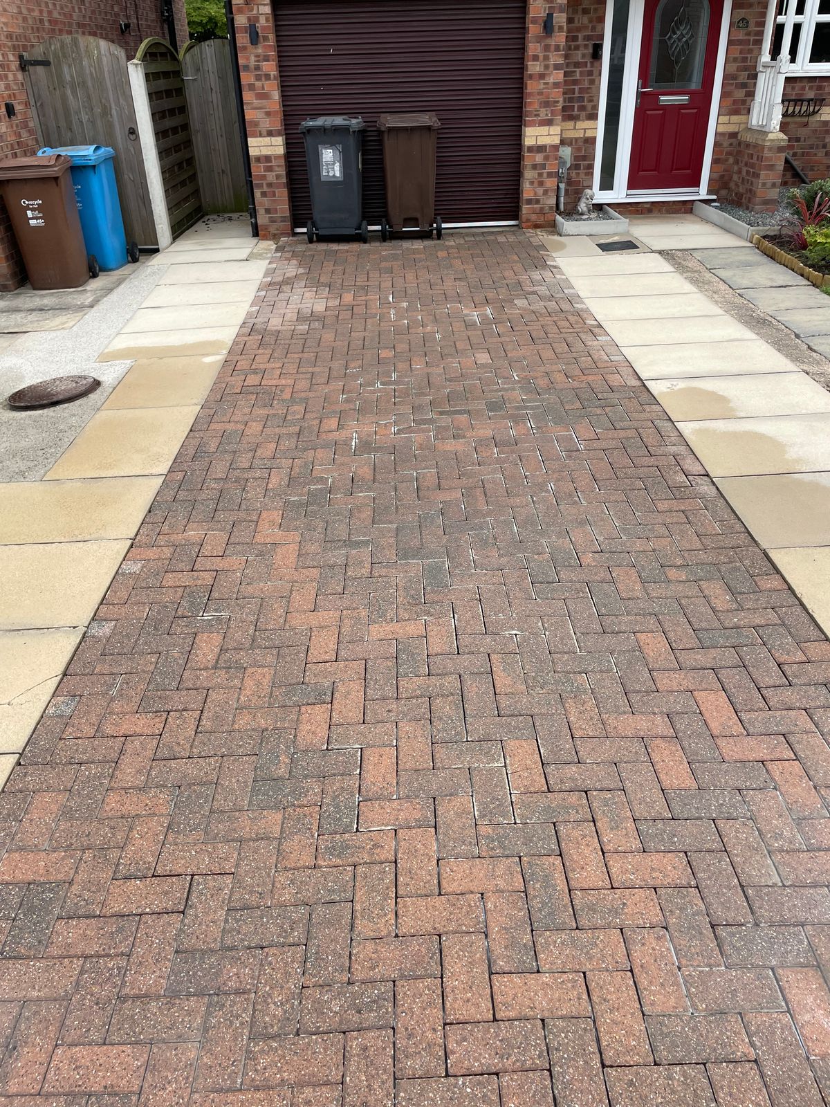 Pressure washed and oil treated block paving driveway